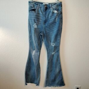 Junior's Refuge High Rise Flare Leg Distressed Jeans size 7